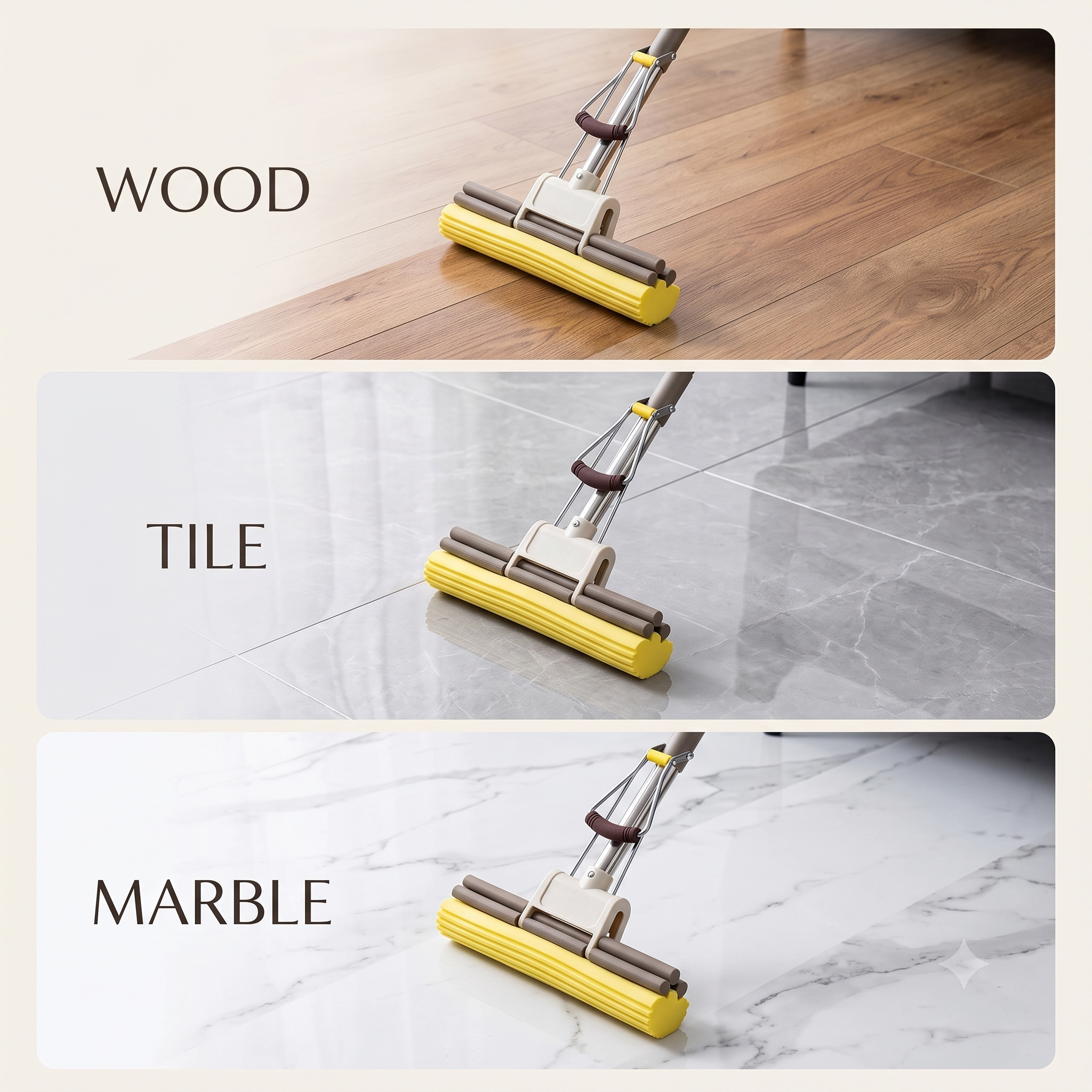 Super Absorbent Sponge Mop with Adjustable Handle & Refills